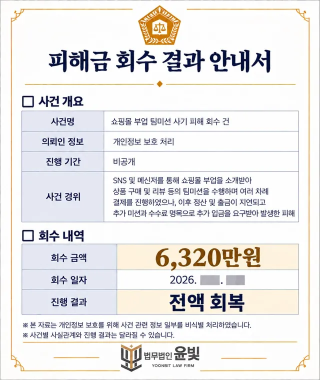 피해금 회수 결과 안내서 2