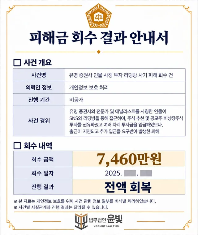 피해금 회수 결과 안내서 3