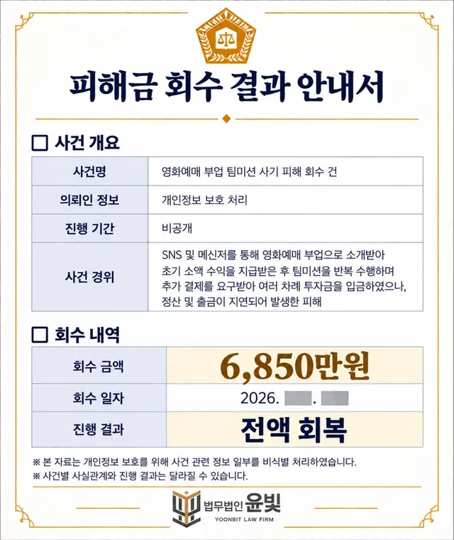 피해금 회수 결과 안내서 4