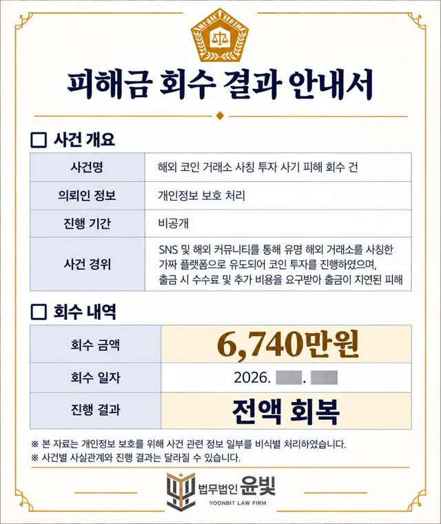 피해금 회수 결과 안내서 6